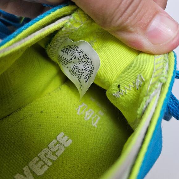 Converse Double‎ Low Top Sneaker W9 M7 Teal White Lime Green - Picture 10 of 10